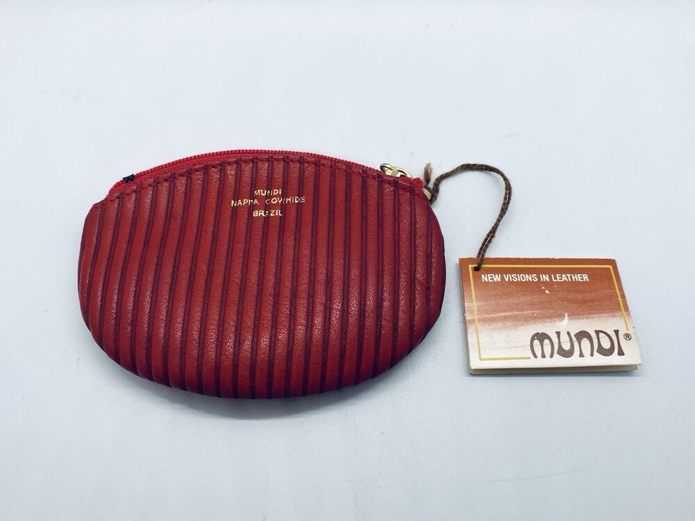 Vintage Mundi Leather Nappa Cowhide Zip Coin Purse Red from Brazil